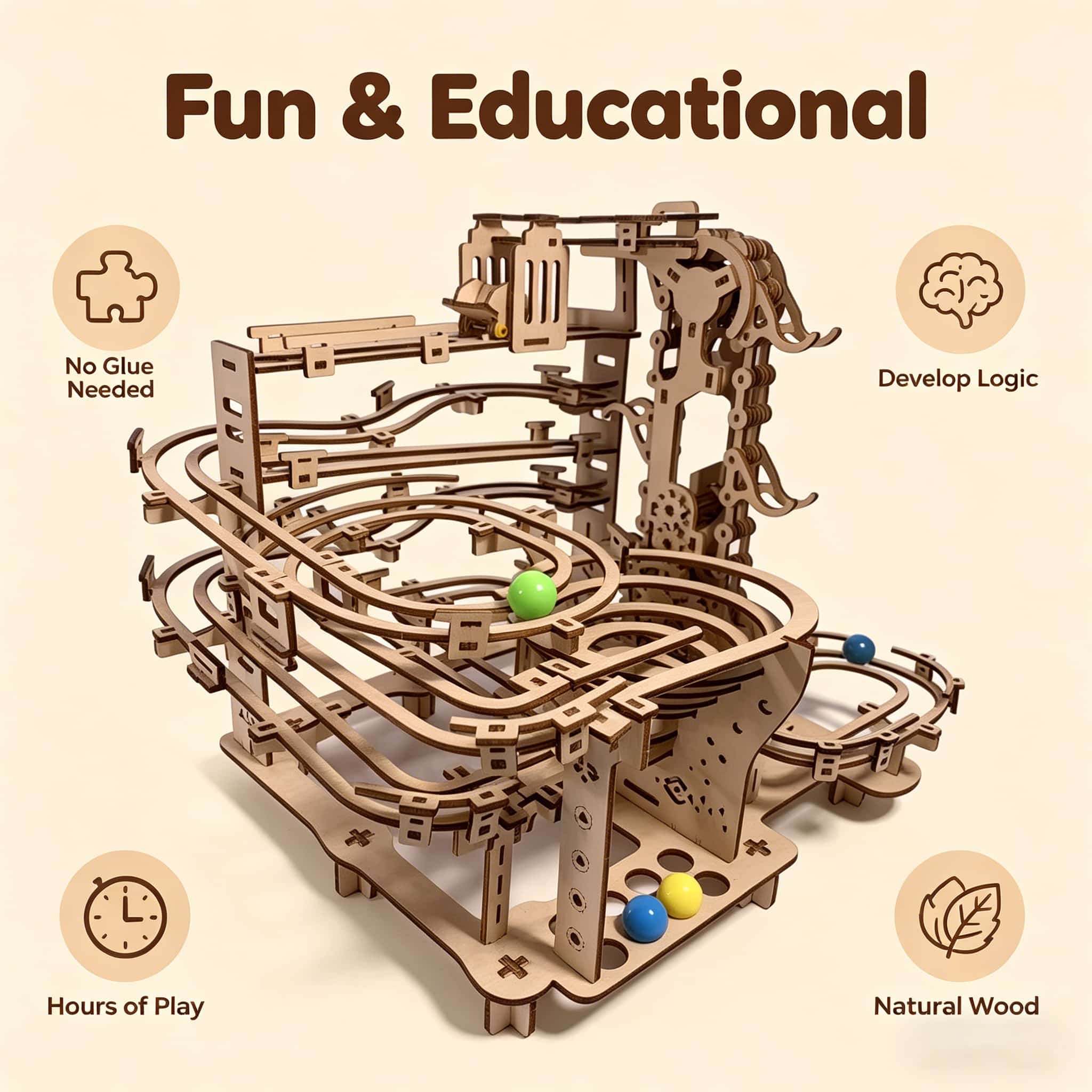 Mechanische Marble Run 3D hout - Running Gear Gifts recensie en prijs